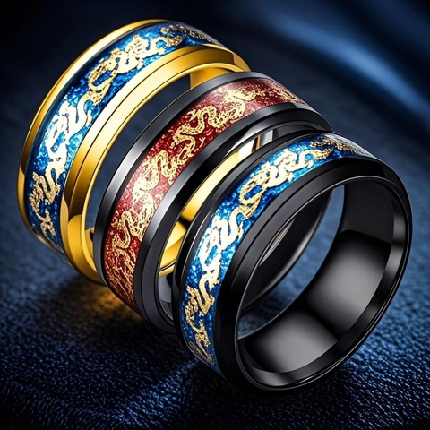Dragon Ring Stainless Steel Mechanical Gear Celtic Knot Punk Retro Fashion Jewelry For Men Women
