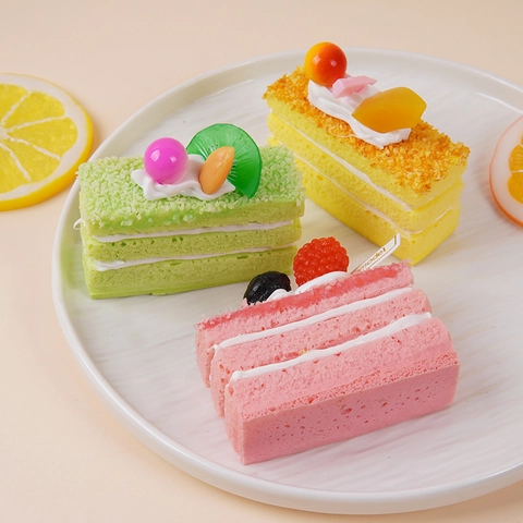 Simulation Mousse Cake Model PU Slow Rebound Squishy Toy Colorful Fruit Desktop Decor Photography Props Realistic Food