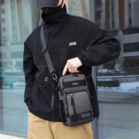 Bolso De Pecho Para Hombre Bandolera Mochila Multifuncional Tela De Oxford Exterior Casual Retro Carta Bolso Deportivo