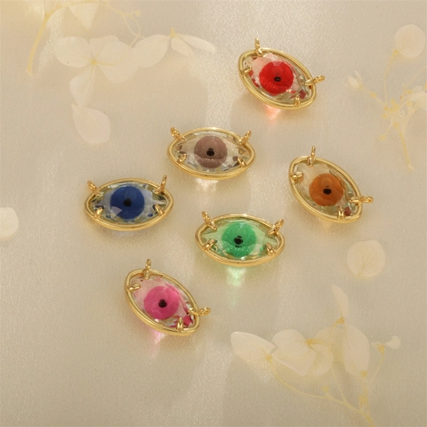 Pendentifs Mauvais Œil Cuivre Plaqué Or Verre Facetté Breloques Pour Collier Bracelet Création Bijoux DIY Connecteurs