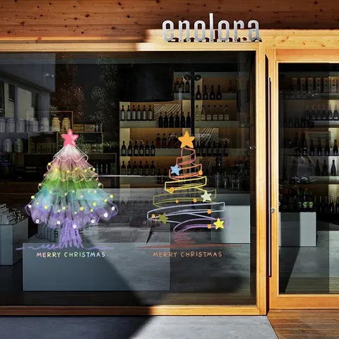 Christmas Window Sticker Static Cling PVC Xmas Tree Double Sided Reusable Glass Decoration Festive Holiday Party Ornament