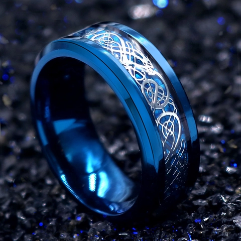Herren Edelstahl Drachenmuster Ring Vintage Keltisches Totem Bandring Casual Cool Mode Schmuck Fingerring Geschenk