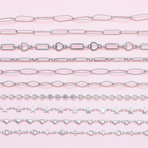 Edelstahl Schmuckketten Für DIY Halsketten Und Armbänder Herz Kreuz Stern Lächeln Geometrische Glieder