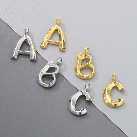 Alphabet Anfangsbuchstaben Anhänger Edelstahl DIY Schmuckherstellung Charms Personalisiert Trendig Poliert Gold Silber
