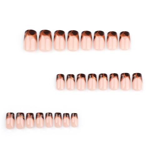 French Leopard Print Press On Nails Square Short Tortoise Shell Pattern False Nails Full Cover Artificial Chic For Women