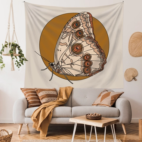 Arazzo Da Parete In Poliestere Con Motivo A Farfalla Vintage Colore Morandi Panno Appeso Per Camera Da Letto Soggiorno Arte