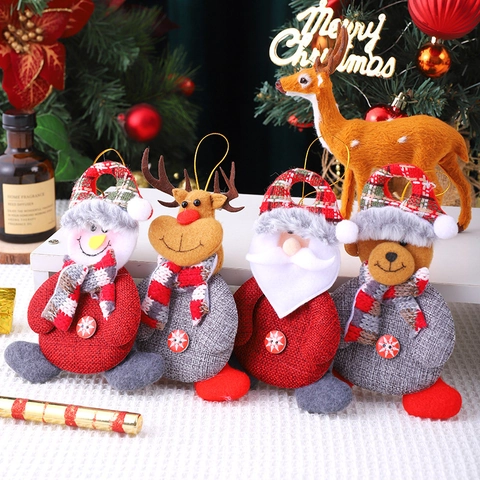 Ornamenti Natalizi Da Appendere In Tessuto Babbo Natale Pupazzo Di Neve Renna Orso Bambole In Lino Intrecciato Per Decorazioni Albero