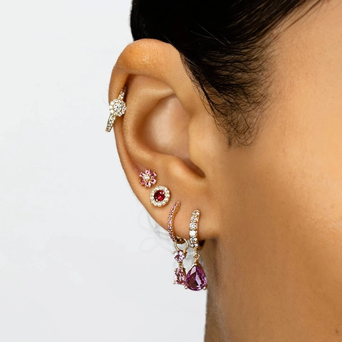 Regenbogen Zirkonia Halo Creolen Mit 925 Sterling Silber Ohrstecker Für Damen Mode Schmuck