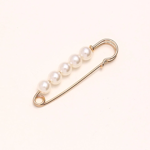 Broche Imperdible de Hierro Con Perla Artificial para Ajuste de Cintura y Anti-Exposición Broche Decorativo Joyería para Mujer