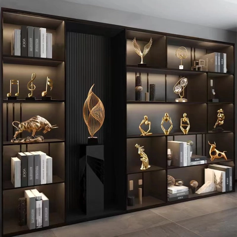 Moderne Abstracte Sculptuur Ornament Hars Gouden Dierenbeeld Voor Thuis Kantoor Bureau Decor Minimalistische Kunst