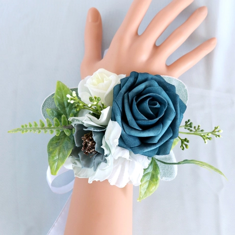Wedding Wrist Corsage Simulation Satin Rose Bridal Bridesmaid Hand Flower Ribbon Floral Decor For Party Prom