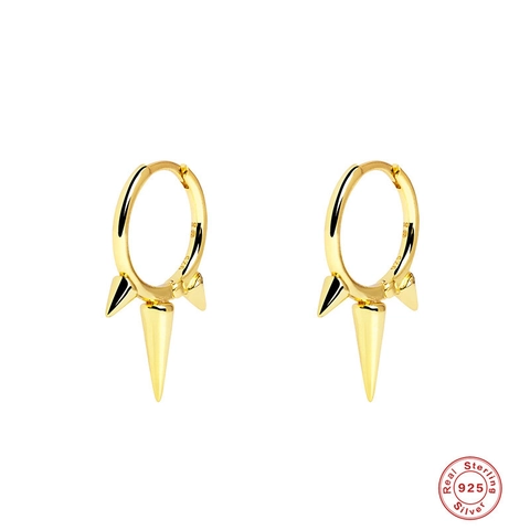 925 Sterling Silver Spike Hoop Earrings Geometric Rivet Pendant Earrings Punk Style Minimalist Jewelry For Women Party Gift