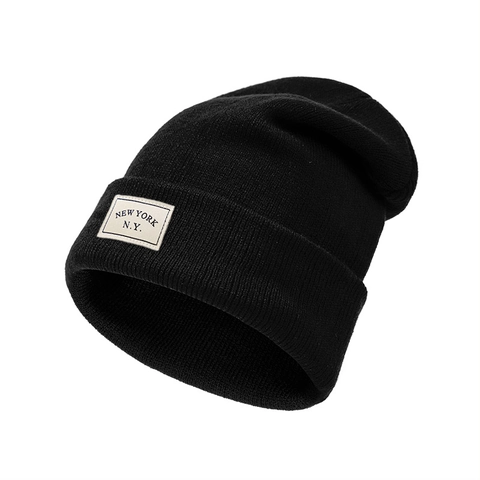 Strickmütze Beanie Acryl Warm Winter Umschlagmütze New York Bestickt Buchstabe Outdoor Hip Hop Lässig Für Damen Herren