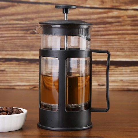 Cafetière À Piston En Verre Borosilicaté Résistant À La Chaleur Théière Manuelle Avec Filtre En Acier Inoxydable Cadre En Plastique