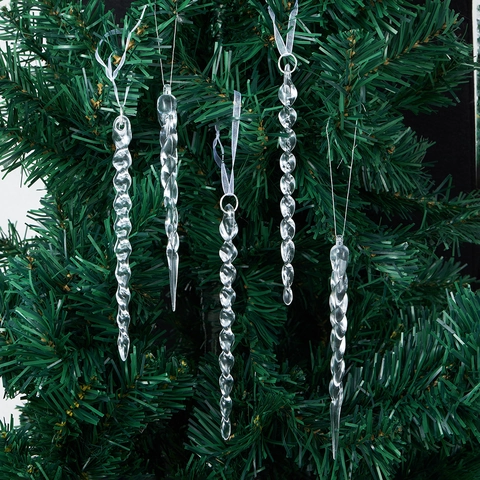 Ornamenti Appesi Per Albero Di Natale Plastica Acrilica Trasparente Ghiacciolo Fiocco Di Neve Renna Angelo Stella Decorazione