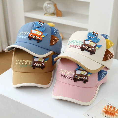 Cappello Da Baseball Per Bambini Patch Dinosauro Auto 3D Misto Cotone Protezione Solare Cappello Regolabile Allaperto