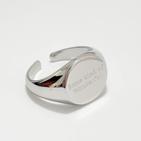 Anello Sigillo Argento 925 Donna Regolabile Aperto Some Kind Of Wonderful Inciso Gioielli Minimalisti