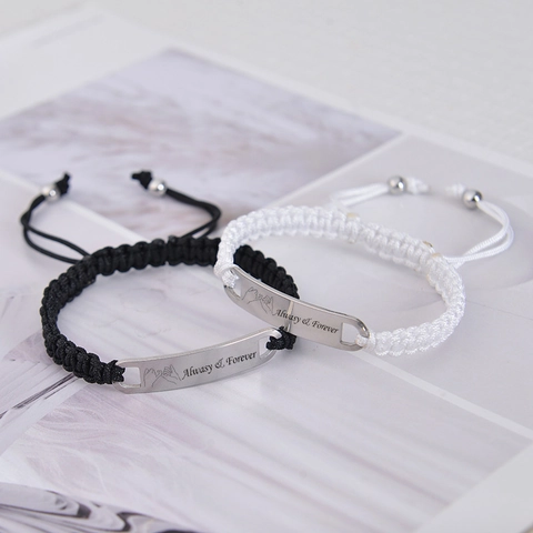 Bracciali Coppia Attrazione Cuore Magnetico Acciaio Inossidabile Inciso Corda Intrecciata Gioielli Moda Regolabili
