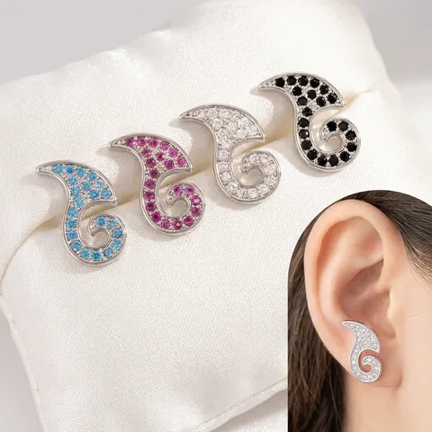 Orecchini Cartilagine Vortex Punk Rame Zircone Intarsiato Chiusura A Vite Forma S Design Spirale Perno In Acciaio Inossidabile