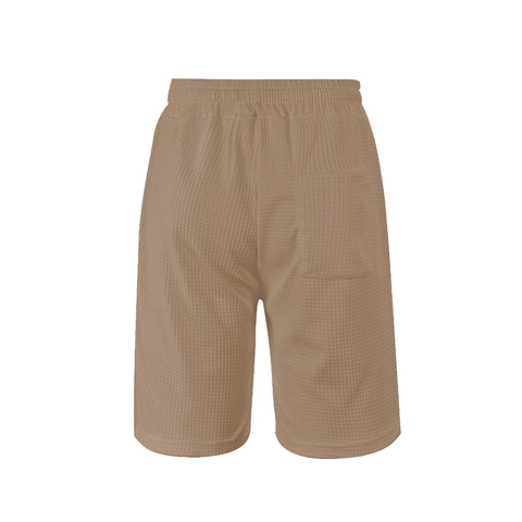 Men's Waffle Fabric Casual Shorts Quick Dry Drawstring Elastic Waist Summer Solid Color