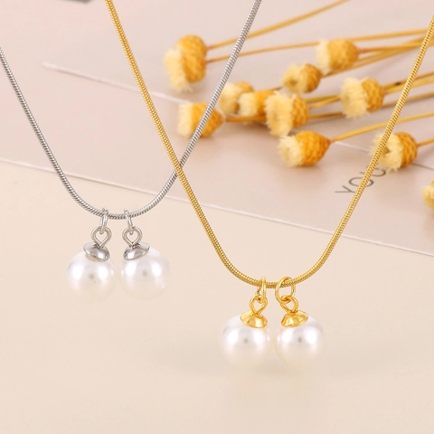 Collar Colgante Perla Artificial Acero Inoxidable Cadena Serpiente Joyería Clavícula Elegante Accesorio Moda Minimalista Mujeres Niñas