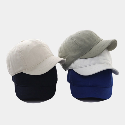Solid Color Cotton Baseball Cap Short Brim Adjustable Minimalist Retro Sun Protection Duck Tongue Hat For Men Women