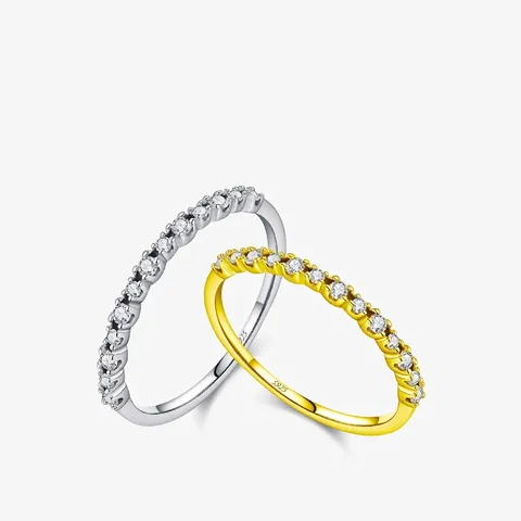 Anello Eternity In Argento Sterling 925 Zirconia Cubica Sottile Fascia Impilabile Gioielli Raffinati Da Donna Scintillante