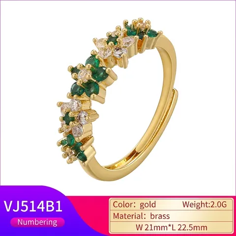Adjustable Brass Open Ring Gold Plated Heart Star Zircon Inlaid Elegant Jewelry For Women Geometric Pattern Artificial Pearl Decor
