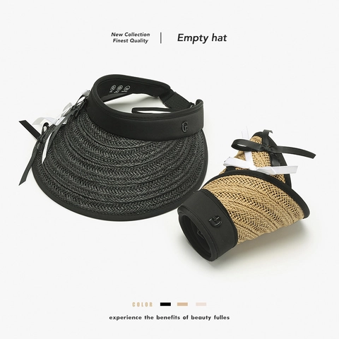 Cappello Visiera Donna Paglia Pieghevole Protezione UV UPF 50 Tesa Larga Traspirante Cappello Da Spiaggia Con Fiocco