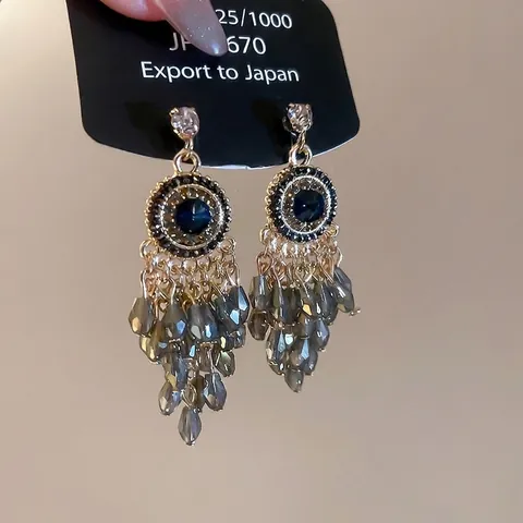 Orecchini Bohemien Vintage Con Pendente Tondo E Nappa Con Perno In Argento 925 Cristalli Di Vetro Gioielli Etnici