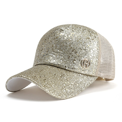 Mode Vrouwen Mannen Pailletten Honkbalpet Gaas Ademend Zonbescherming Glitter Snapback Hoed Casual Outdoor Zomer Bling Hoed