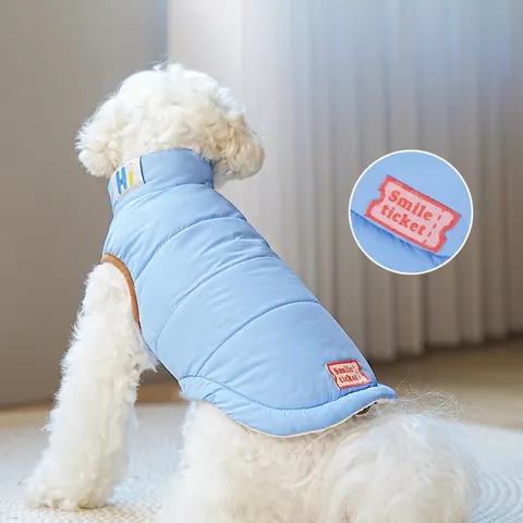 Chaleco Reversible Para Perros Gatos Poliéster Nylon Acolchado Ropa Cálida De Invierno Chaqueta Acolchada Cortavientos