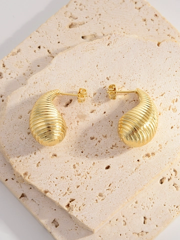 Orecchini A Lobo A Goccia Grossi Placcati Oro 18K Rame Texture A Coste Design Cavo Per Donne Stile Punk Gioielli
