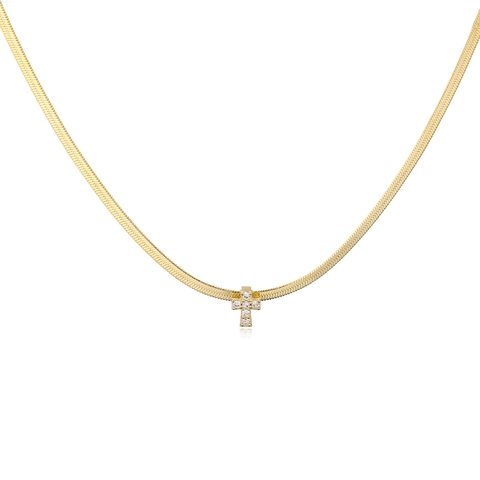 Collana Con Ciondolo A Croce In Rame Con Zirconi E Catena A Serpente In Acciaio Inossidabile Gioielli Hip Hop Religiosi Donna
