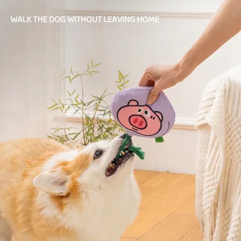 Dog Squeaky Toy Animal Series Plush Cotton Rope Interactive Play Teeth Cleaning Grinding Toy For Small Medium Dogs