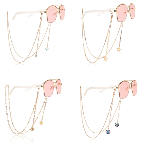 Brillenband Legierung Mit Evil Eye Schmetterling Kunstperle Sonnenbrillen Kette Maskenhalter Modeschmuck Für Damen