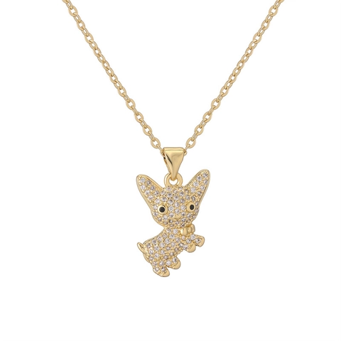 Animal Pendant Necklace Copper Cubic Zirconia Cute Cartoon Dog Cat Balloon Dog Minimalist Jewelry For Women