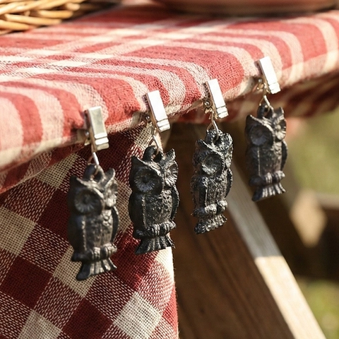 Poids de Nappe Vintage en Fonte Décoratif Forme d Animal Hibou Oiseau Clips de Poids pour Nappe de Table de Jardin de Pique-nique pour Terrasse Extérieure Maison