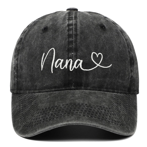 Gorra De Béisbol De Algodón Lavado Bordado Nana Corazón Vintage Ajustable Protección Solar Sombrero Para Exterior