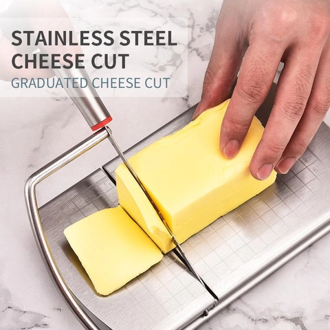 Manual Stainless Steel Cheese Slicer With Scale Wire Butter Cutter For Home Kitchen Baking Tool Ham Fruit Vegetable