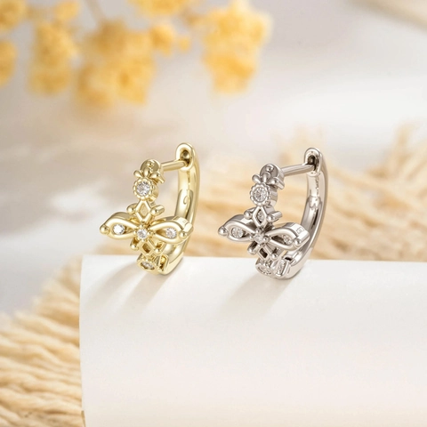 Boucles D Oreilles Créoles Croix Rétro Français En Cuivre Avec Zircone Et Tige En Argent Sterling 925 Bijoux Élégants
