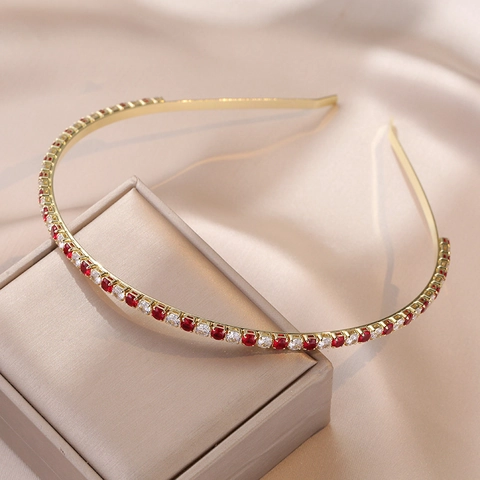 Zircon Gemstone Headband For Women Alloy Rhinestone Colorful Heart Shaped Elegant Hair Hoop Accessories
