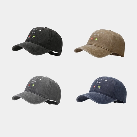 Cappello Da Baseball In Cotone Lavato Jesus Calling Vintage Stampa Schermo Telefono Regolabile Unisex