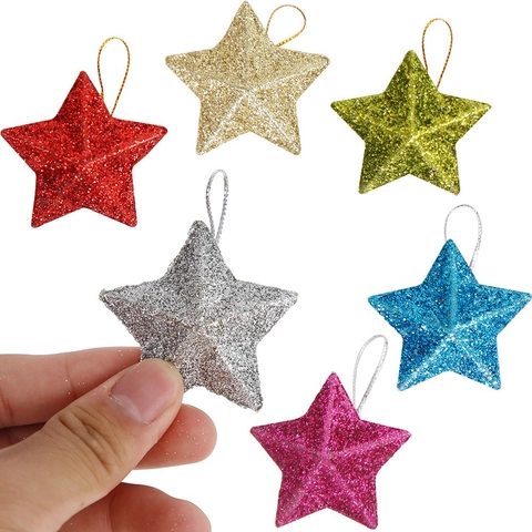 Ornamenti Stella Di Natale Glitter Plastica Pentagramma Decorazioni Sospese Per Albero Arredamento Festa Vacanze Design 3D