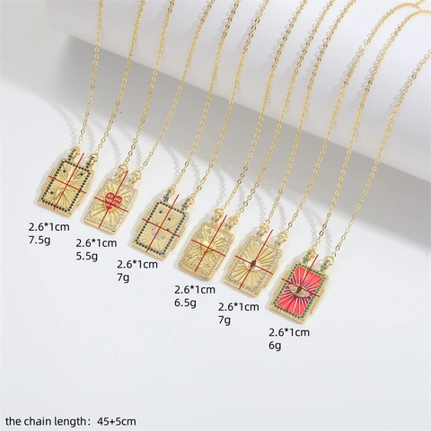 Evil Eye Herz Mond Anhänger Halskette Kupfer Zirkon Emaille Zierliche Tarot Stil Rechteck Schlüsselbein Kette Für Frauen