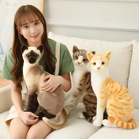 Realistisches Simulations Katzen Plüschtier Weiches Stofftier Siamese Getigerte Orangefarbene Kätzchen Puppe Geschenk