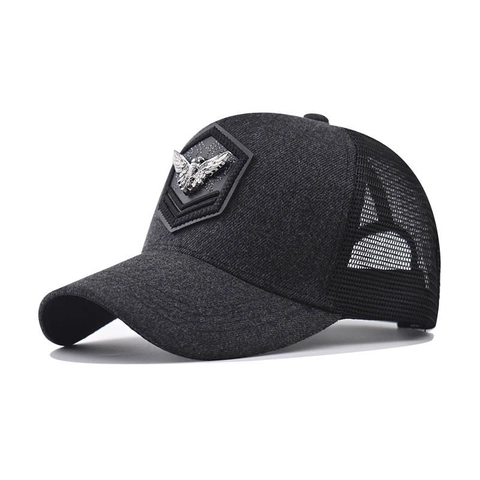 Gorra de Béisbol Bordada con Águila de Moda para Exteriores Algodón Malla Gorra de Camionero Transpirable Protección Solar Insignia Metálica Sombreros de Moda Mujer Hombre