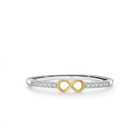 Anello in Argento Sterling 925 Infinito Cuore per Donna Pavé Strass Irregolare Moda Pendolare Anello al Dito Gioielli Regalo