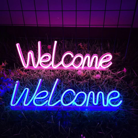 Letrero De Neón LED Welcome Decoración De Pared Alimentado Por USB O Batería Para Hogar Bar Fiesta Boda