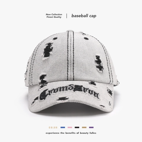 Gorra De Béisbol De Algodón Lavado Desgastado Bordado Letras Góticas Correa Ajustable Sombrero De Calle Vintage Unisex